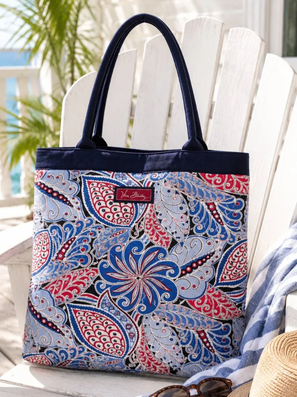 Vera Bradley Seaside Paisley Port Tote Large Quilted Cotton Travel Shoulder Bag